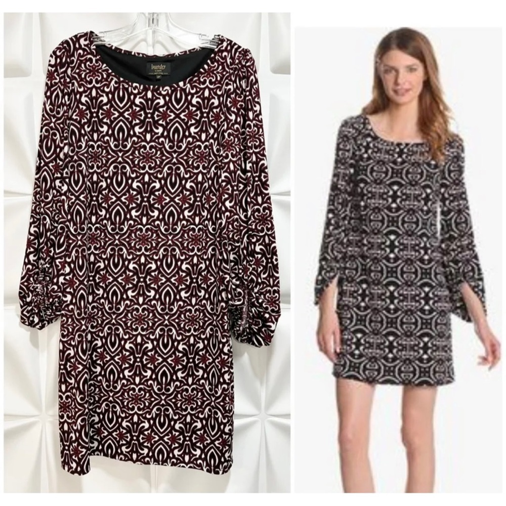 Laundry Shelli Segal Sz 12P 12 P Slinky Floral Print Tunic Shift Dress
